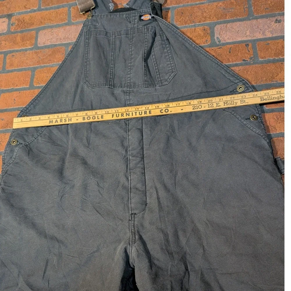Dickies Black Quilted Insulated Zip Leg Overalls Mwn's 2XL Winter Workwear - Picture 4 of 12